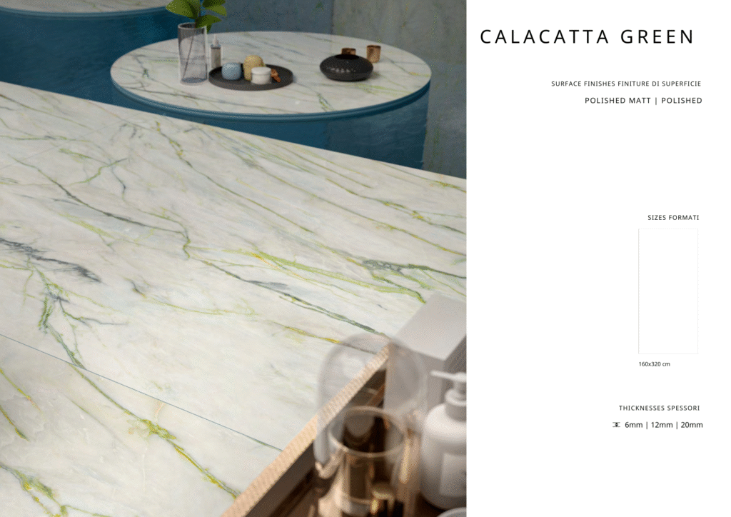 Thông số kỹ thuật Đá Nung Kết Calacatta Green