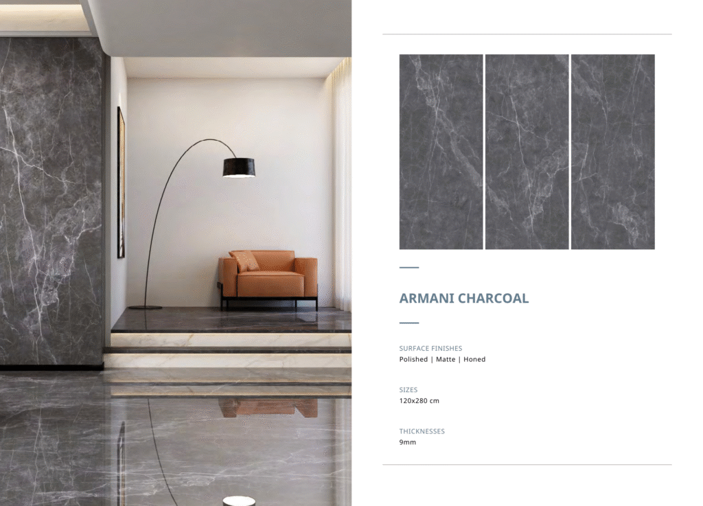 Thông số kỹ thuật Đá nung kết Armani Charcoal