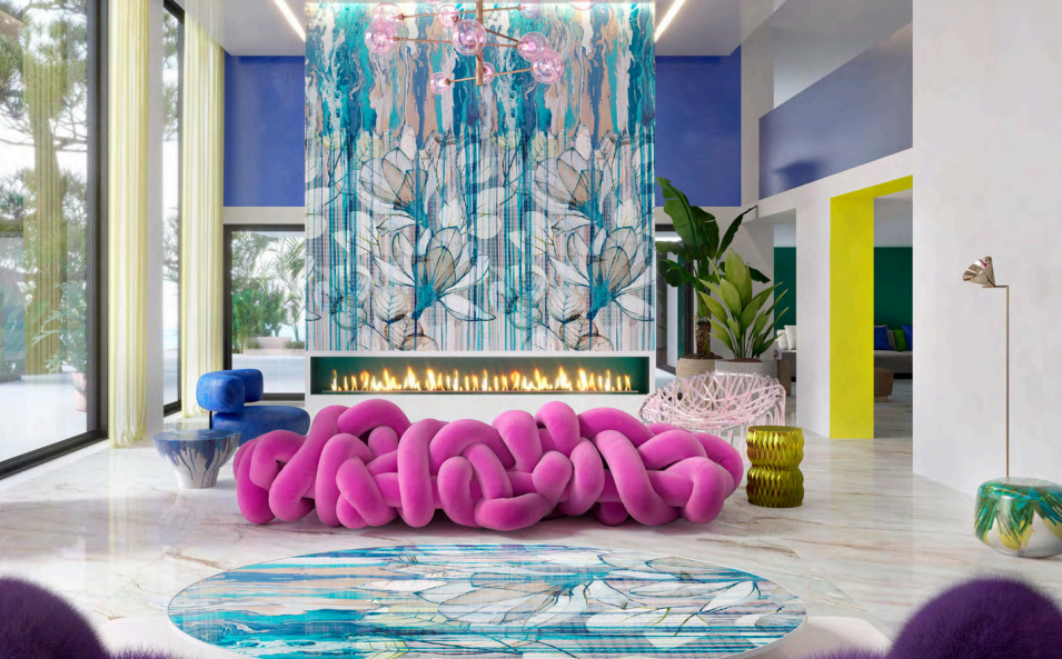 Đá nung kết Funsion hoa văn sáng tạo, bề mặt mịn 6mm, ứng dụng trong nội thất hiện đại