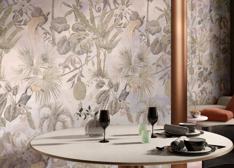 Bề mặt đá nung kết Jungle bóng, mịn, nhám ứng dụng cho nội ngoại thất