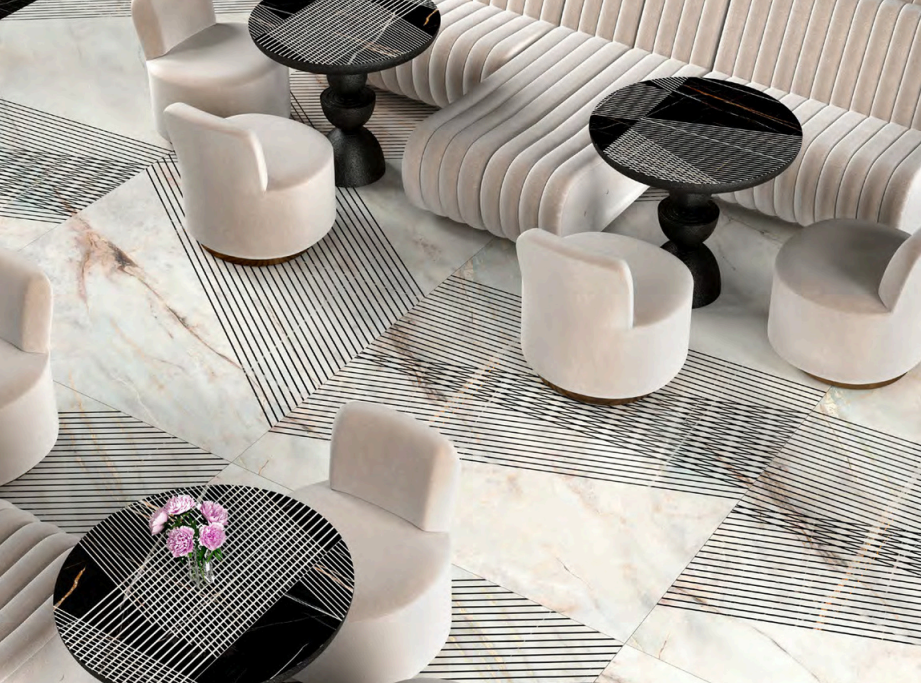 Đá nung kết Linear Harmony cao cấp Vasta với kích thước 1600x3200mm, bề mặt 3 vân tinh tế, ứng dụng đa dạng trong thiết kế nội thất và kiến trúc hiện đại.