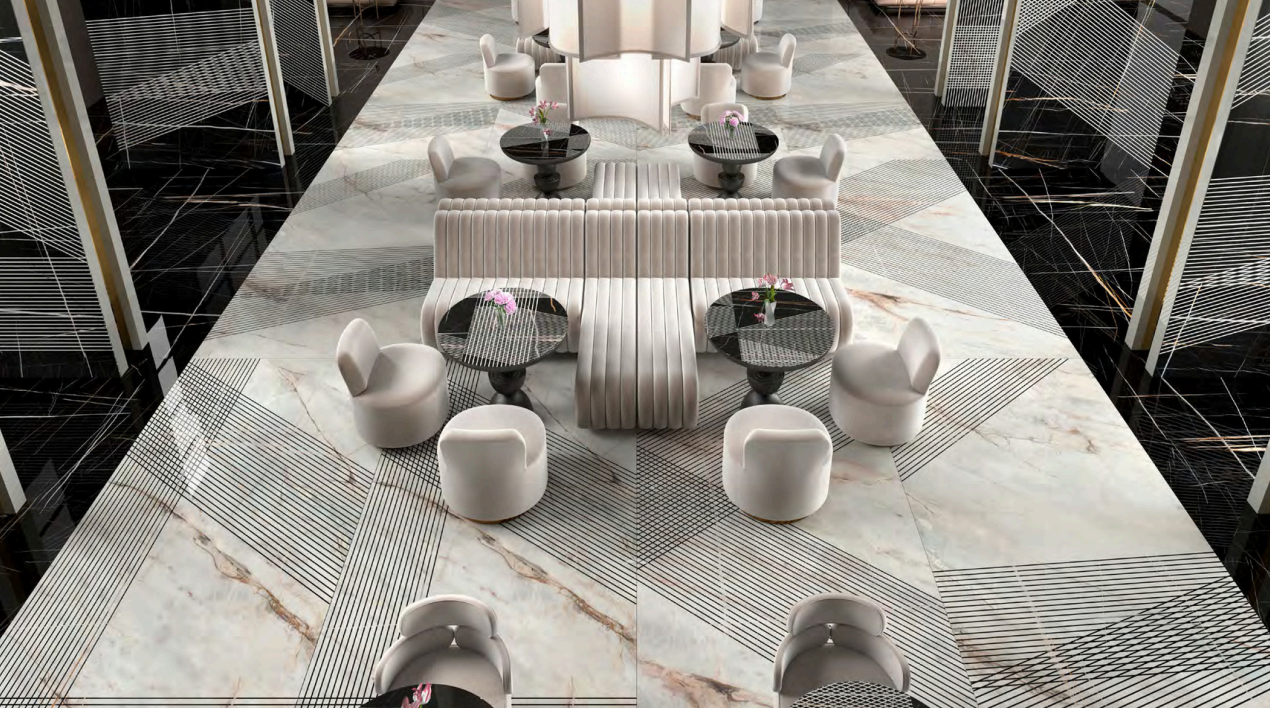 Đá nung kết Linear Harmony cao cấp Vasta với kích thước 1600x3200mm, bề mặt 3 vân tinh tế, ứng dụng đa dạng trong thiết kế nội thất và kiến trúc hiện đại.