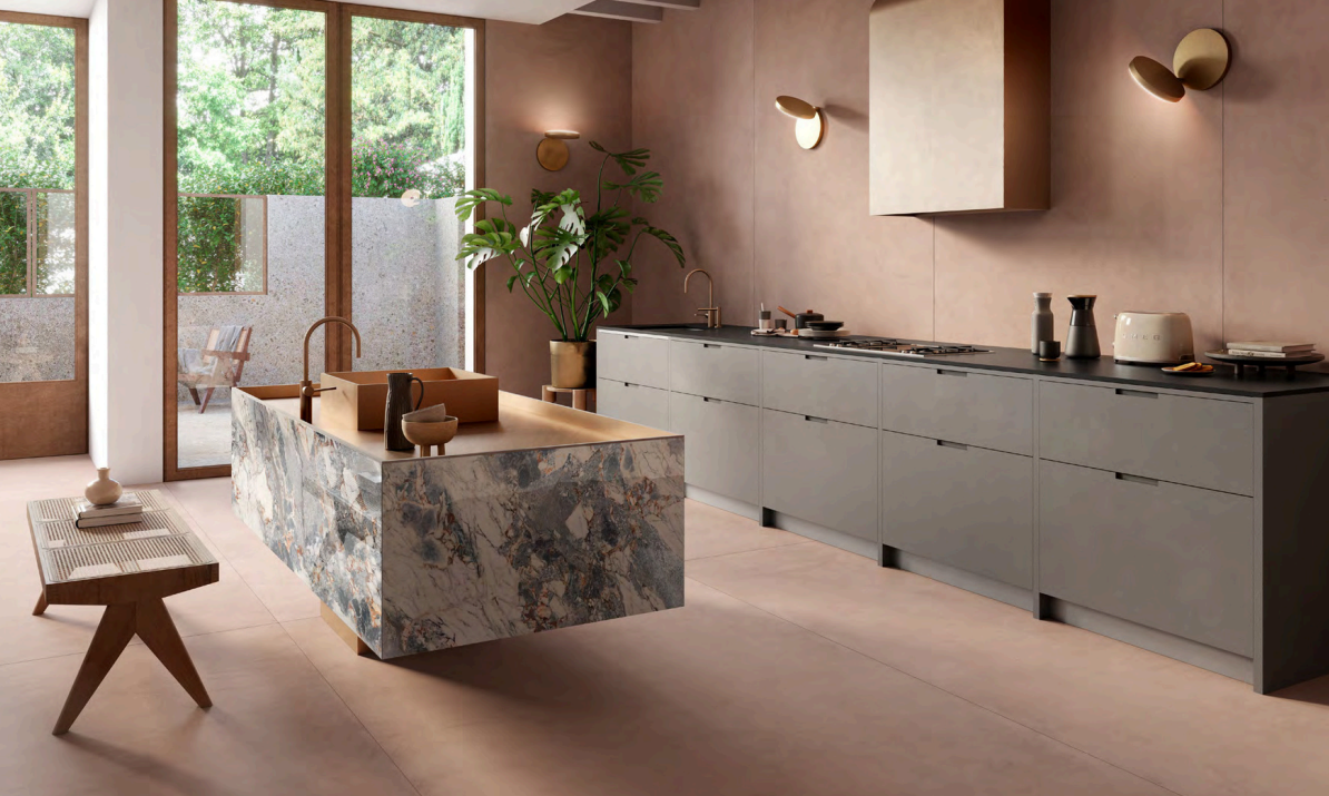 Đá nung kết Terra Rosa bề mặt lì nhám, màu sắc basic, kích thước 1m6x3m2