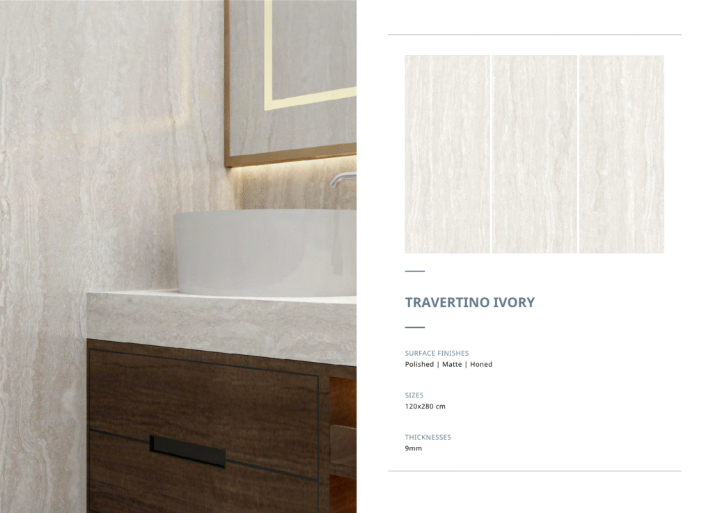 Đá nung kết Travertino Ivory - Tôn vinh không gian với sắc đá thanh khiết